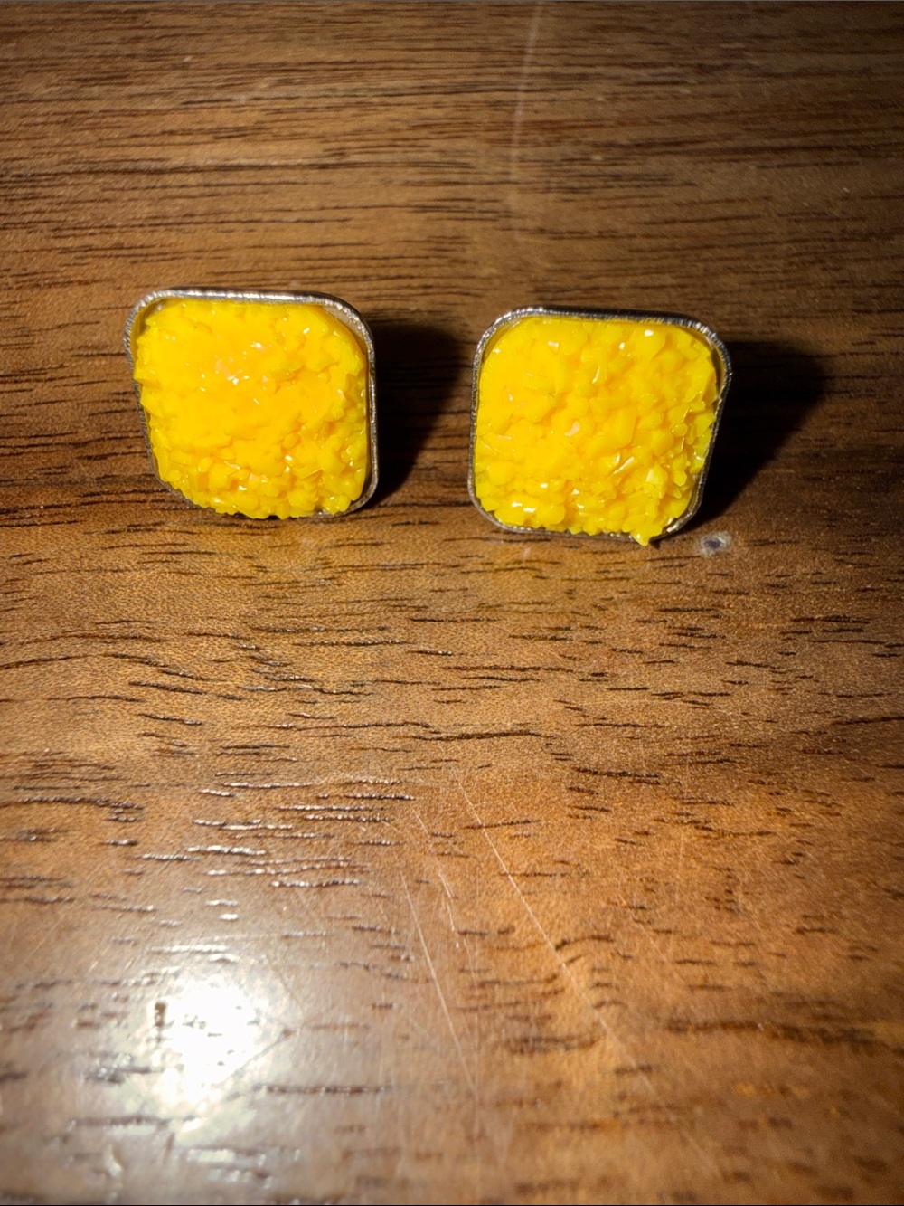 Yellow Druzy Square Stud Earrings - Women Accessories